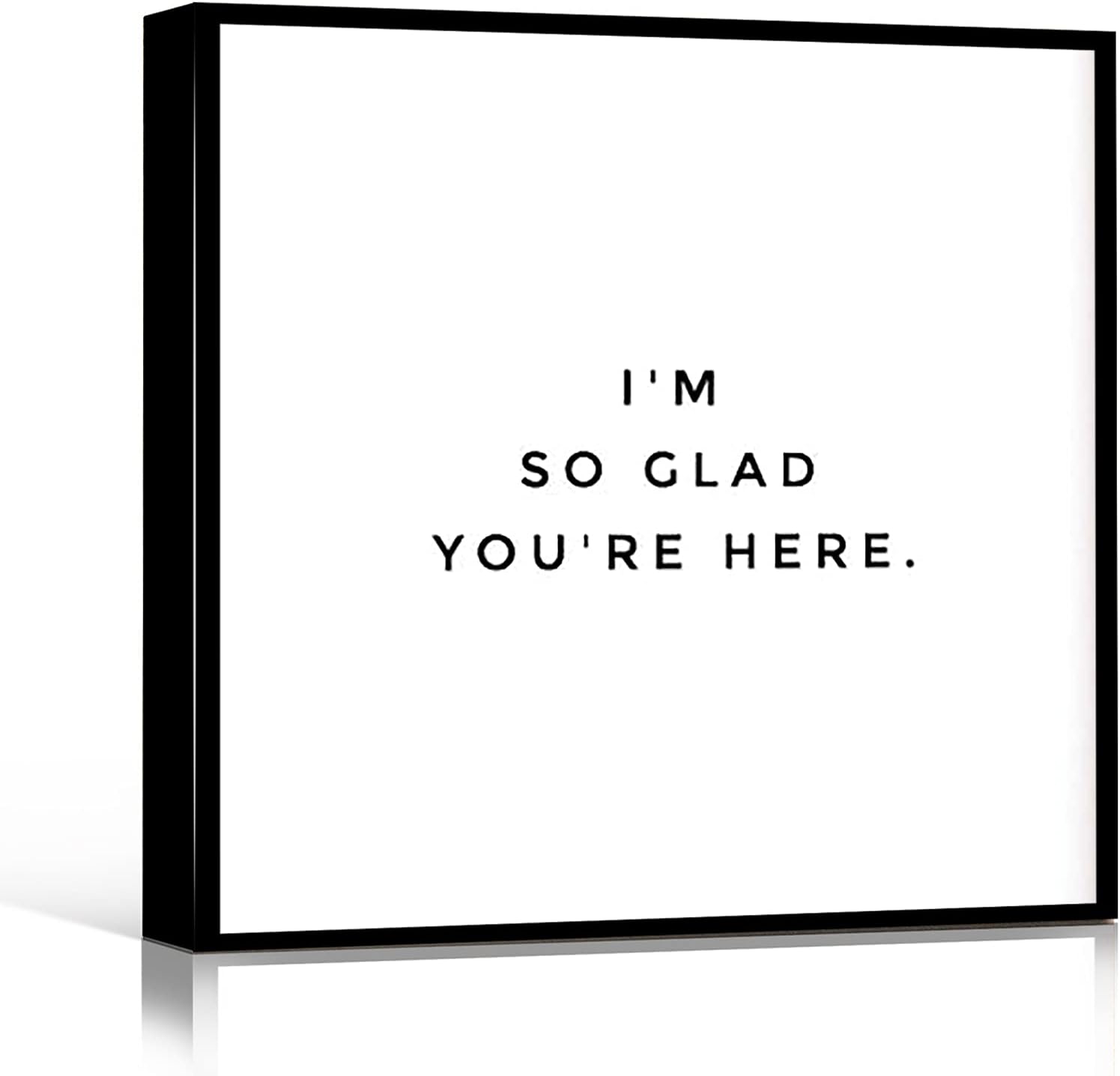 Rainya Inspirational Quotes chic wall art painting Welcome home sign Family Be our guest Living room poster Apartment I am so glad you are here 8*8 inch Framed white 1 White