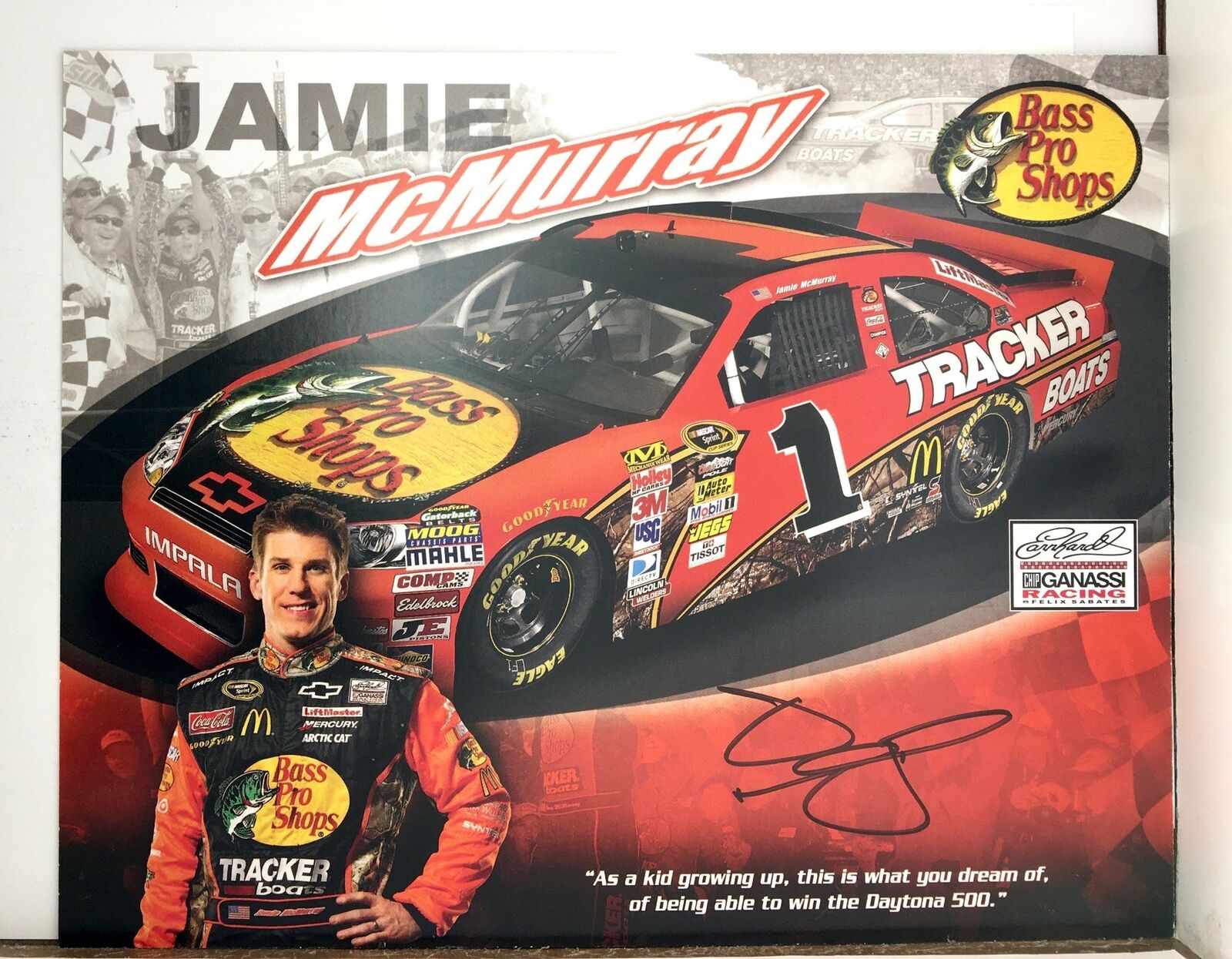 Jamie McMurray Signed 8x10 Photo Poster painting Promo Hero Card Postcard NASCAR  SHIP Auto