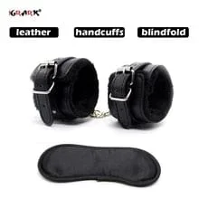 pornhint Pornhint Sexy Adjustable PU Leather Plush Handcuffs Ankle Cuff Restraints Bdsm Bondage Sex Toys Goods for 18+ Adults Exotic Accessories