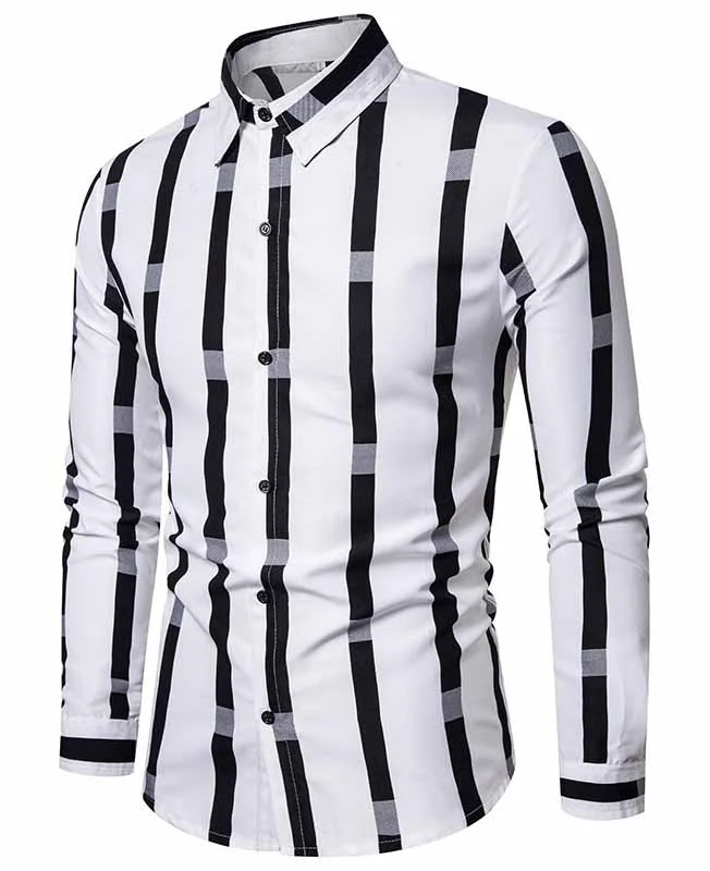 Casual Stripe Single Breasted Long Sleeve Shirt 