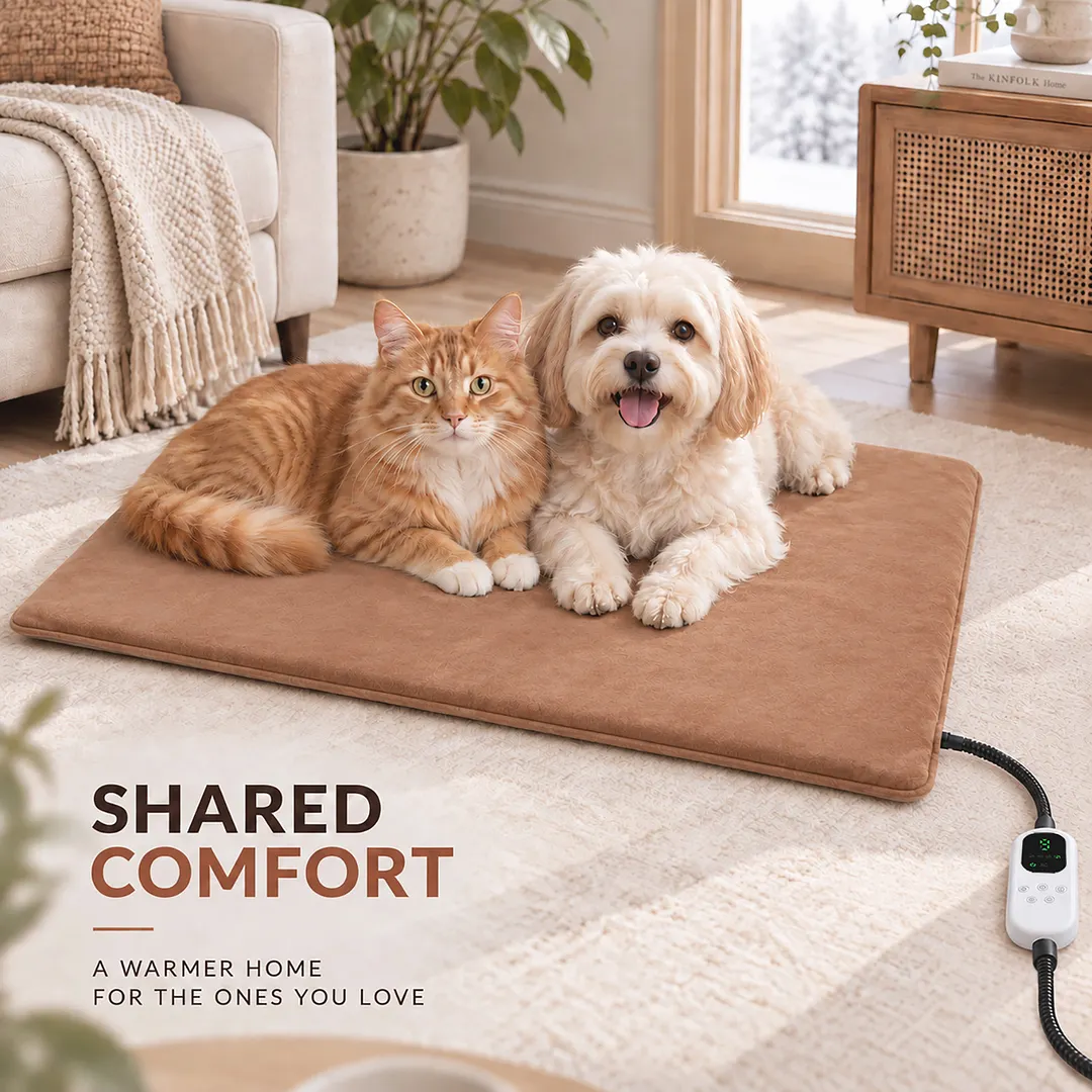 BEBANG Cat Heating Pad, 15.6" x 19.5", 9 Adjustable Temperature Settings, 2-12H Timer, Washable Cover for Indoor Use