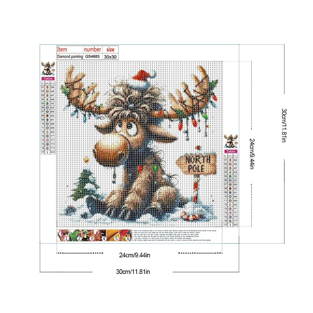 Diamond Painting - Full Round Drill - Christmas Elk(Canvas|30*30cm)