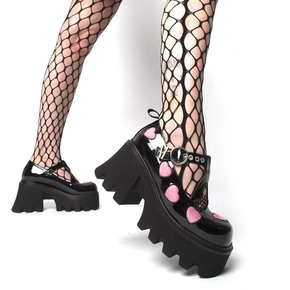 Brand New Big Size Sweet Lolita Style Gothic Girls Cosplay Chunky Platform Comfy High Heels T-Strap Mary Jane Shoes Women
