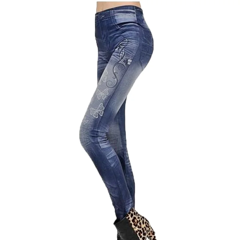 2020 Women New Fashion Classic Stretchy Slim Leggings Sexy imitation Jean Skinny Jeggings Skinny Pants big size bottoms hot sale