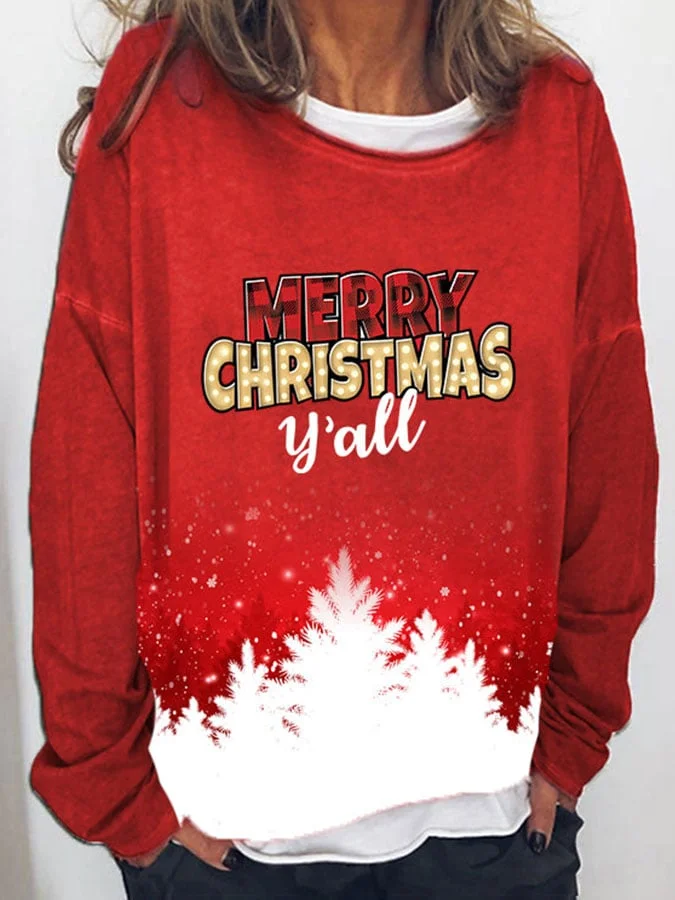 Casual Print Long Sleeve Loose Sweatshirt