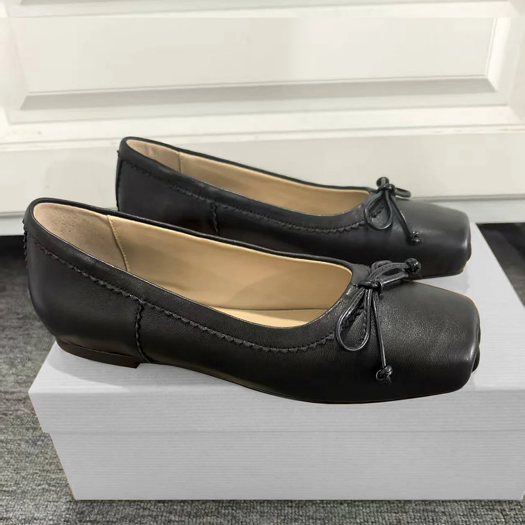 Women's Flats Shoes Square Toe Ballet Shoes Red Bottom Daily Shoes-MERUMOTE