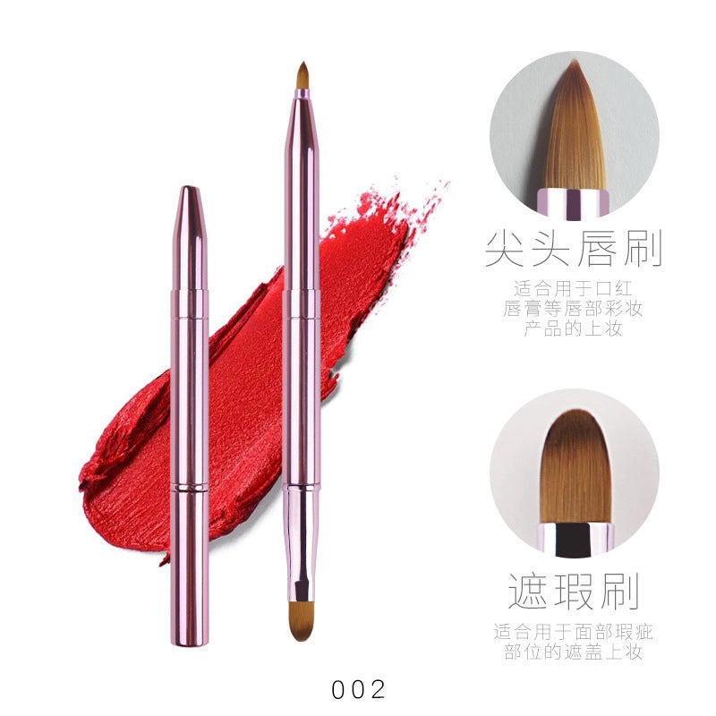 Retractable Lip Brush Double Head With Cover Concealer Makeup Brush Lipstick Brush Portable Lip Brush Multifunctional Makeup Tool