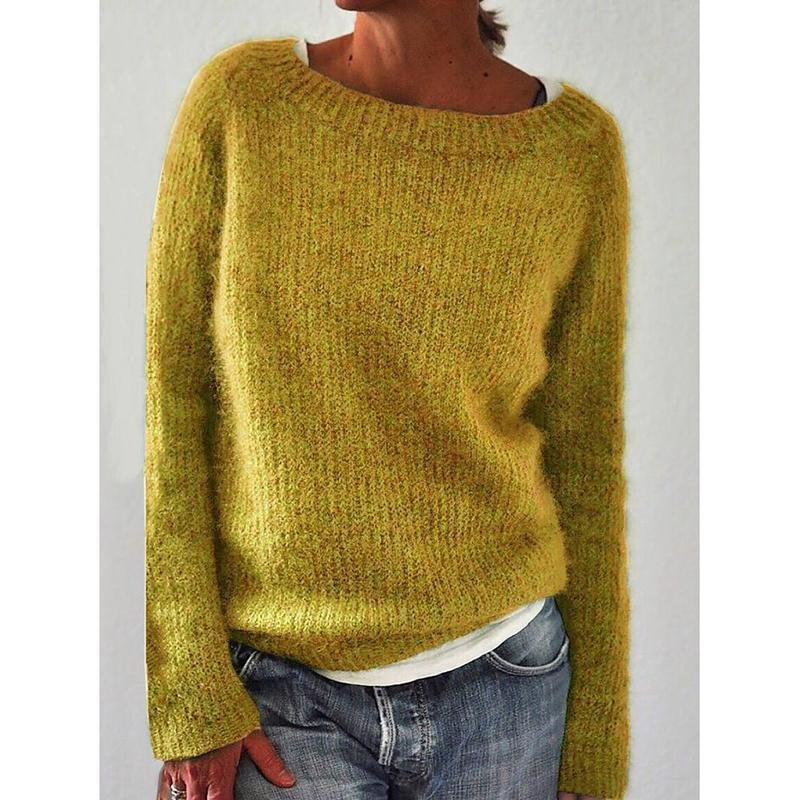 Solid Knitted Plus Size Pullovers Jumpers Sweaters - VSMEE