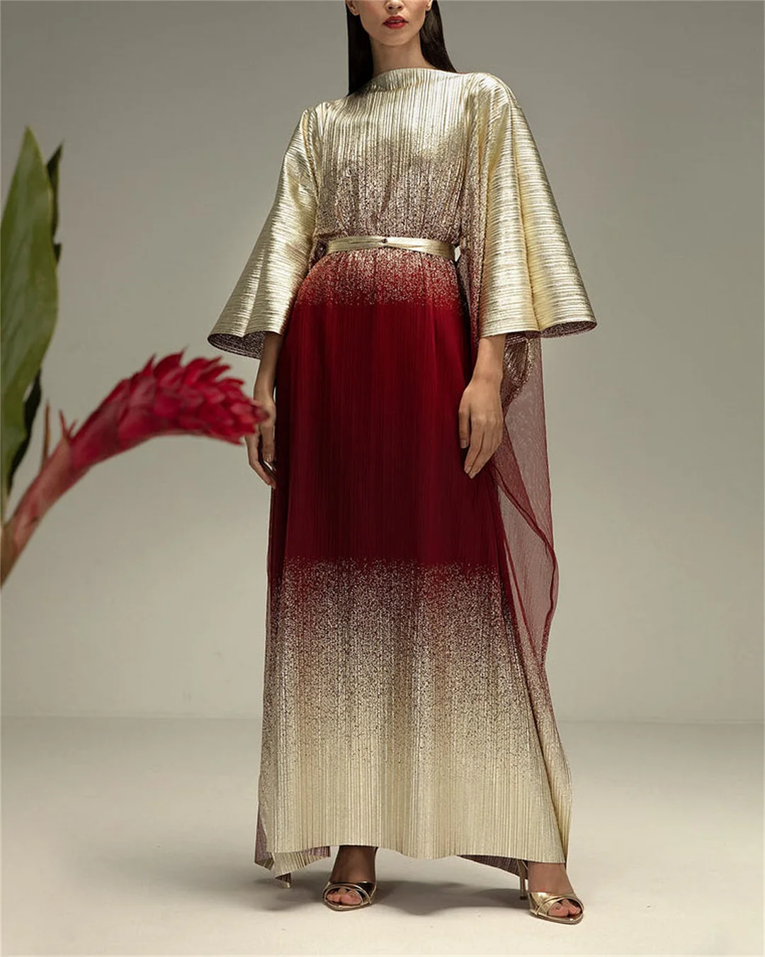 Women's gold sequin gown dress