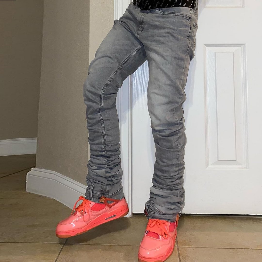 Fashion Retro Wash Grey Street Design Trousers