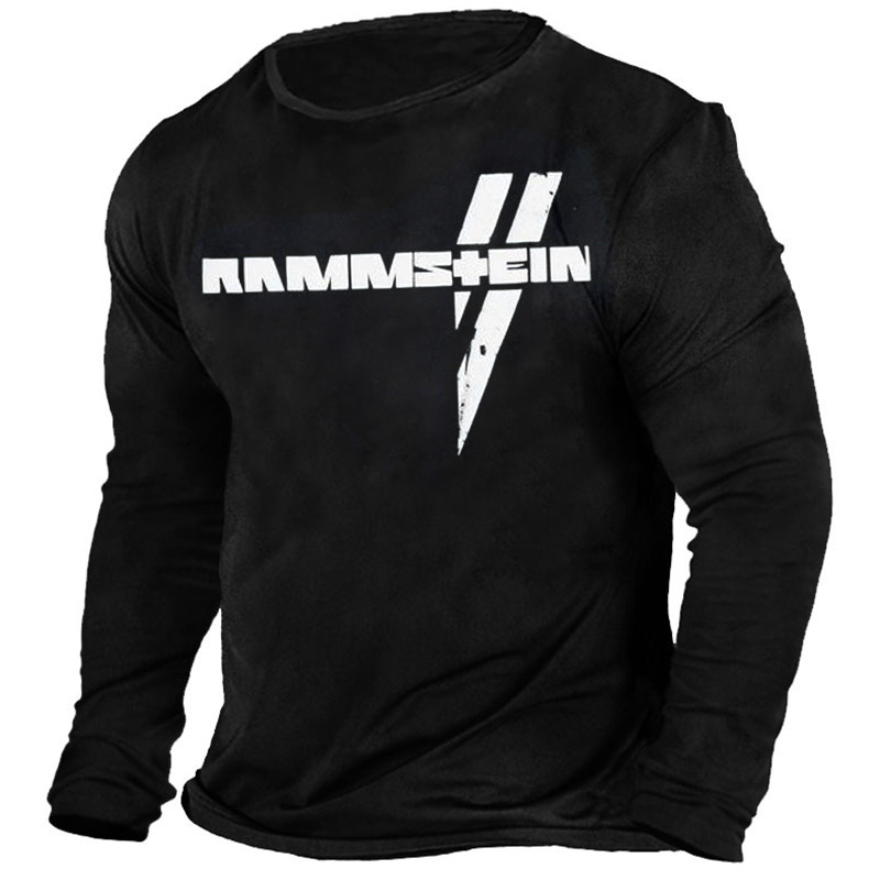 Men's Rammstein Rock Band Print Long Sleeve Crew Neck T-Shirt