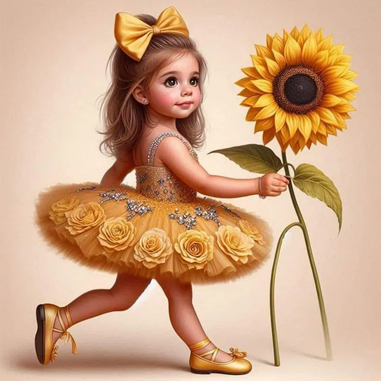 Ballet Girl And Flowers 30*30CM (Canvas) Full Round Drill Diamond Painting gbfke