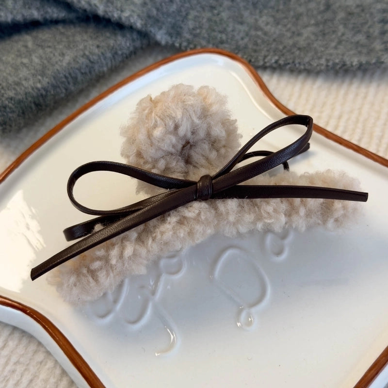 Cute Romantic Sweet Women’s Bow Knot Plush Hair Claws