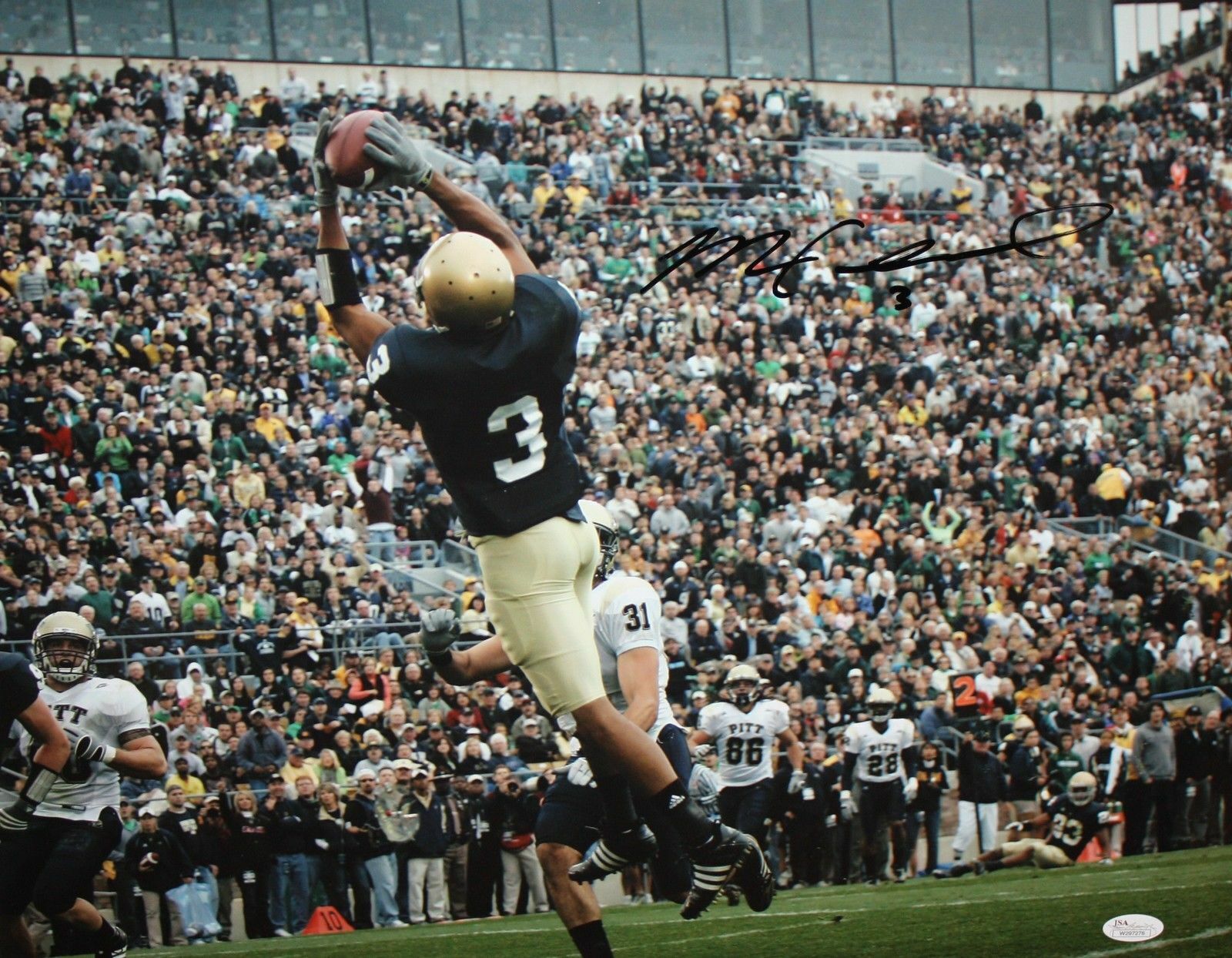 Michael Floyd Autographed Notre Dame 16x20 Catching In Air Photo Poster painting- JSA W Auth