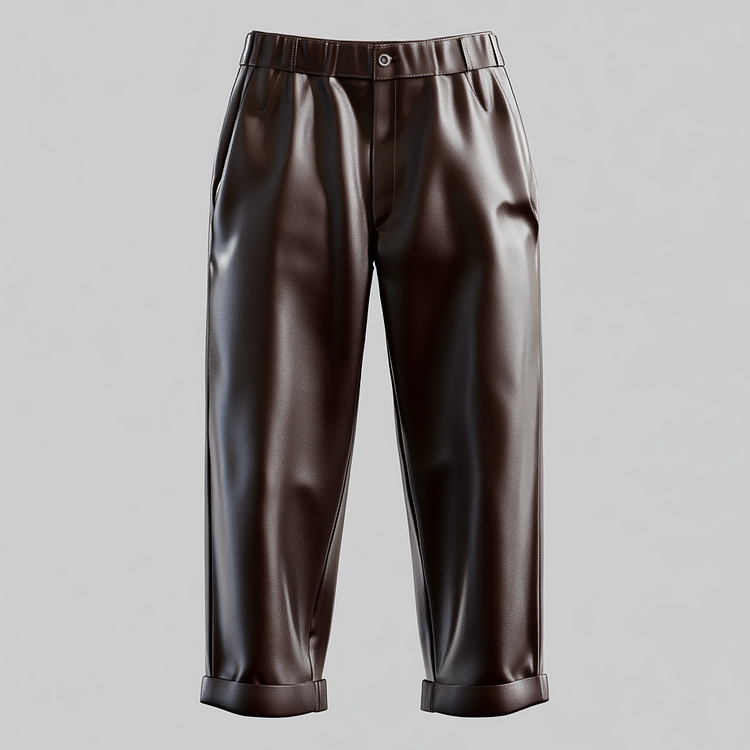 Men's PU Leather Solid Color Straight Leg Capri Pants