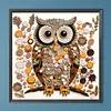 Vintage Brown Owl DIY Button Art Painting Kit 30x30cm Self-Adhesive