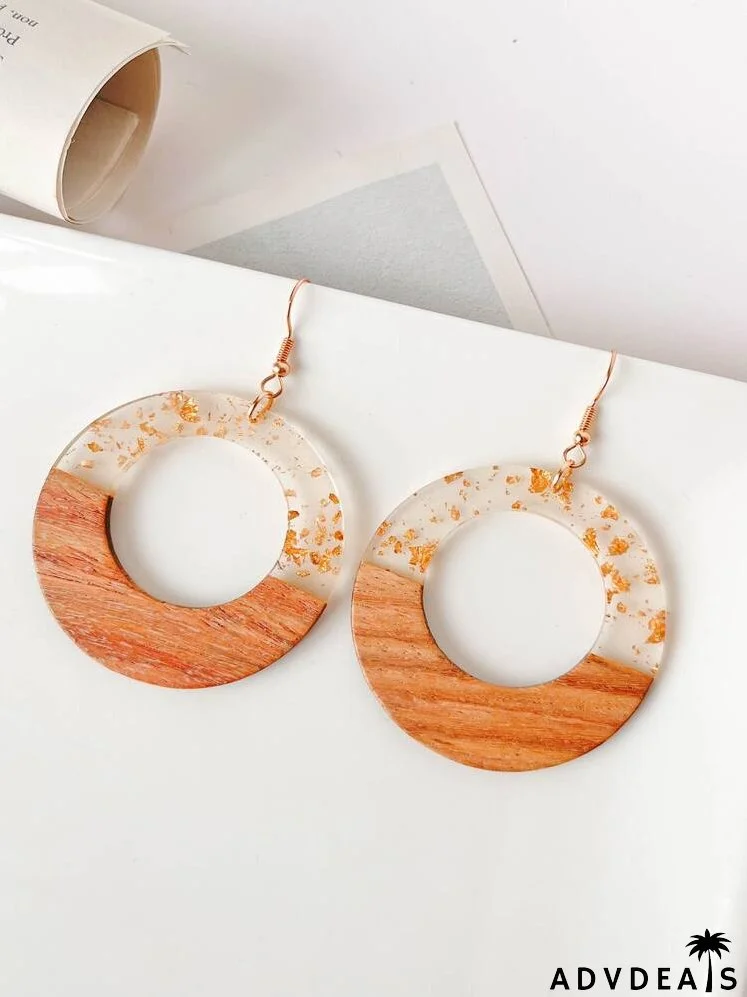 Color Block Round Drop Earrings