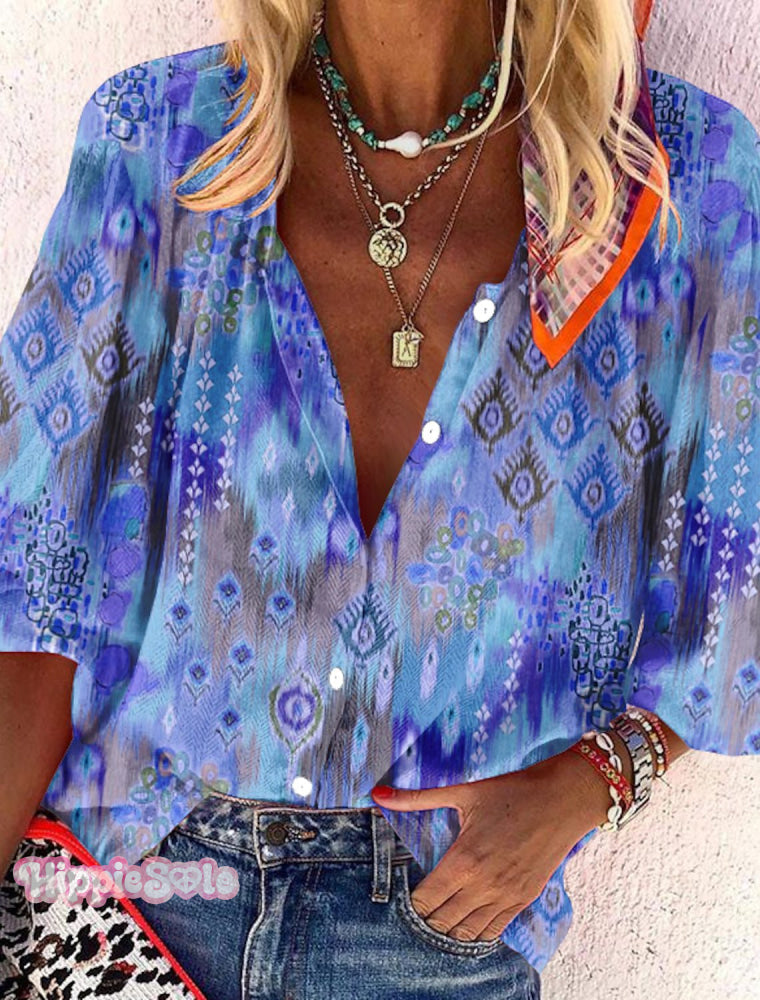 Women’s Blouse Graphic Elegant Fashion Long Sleeve Basic Standing Collar Shirt Purple / S