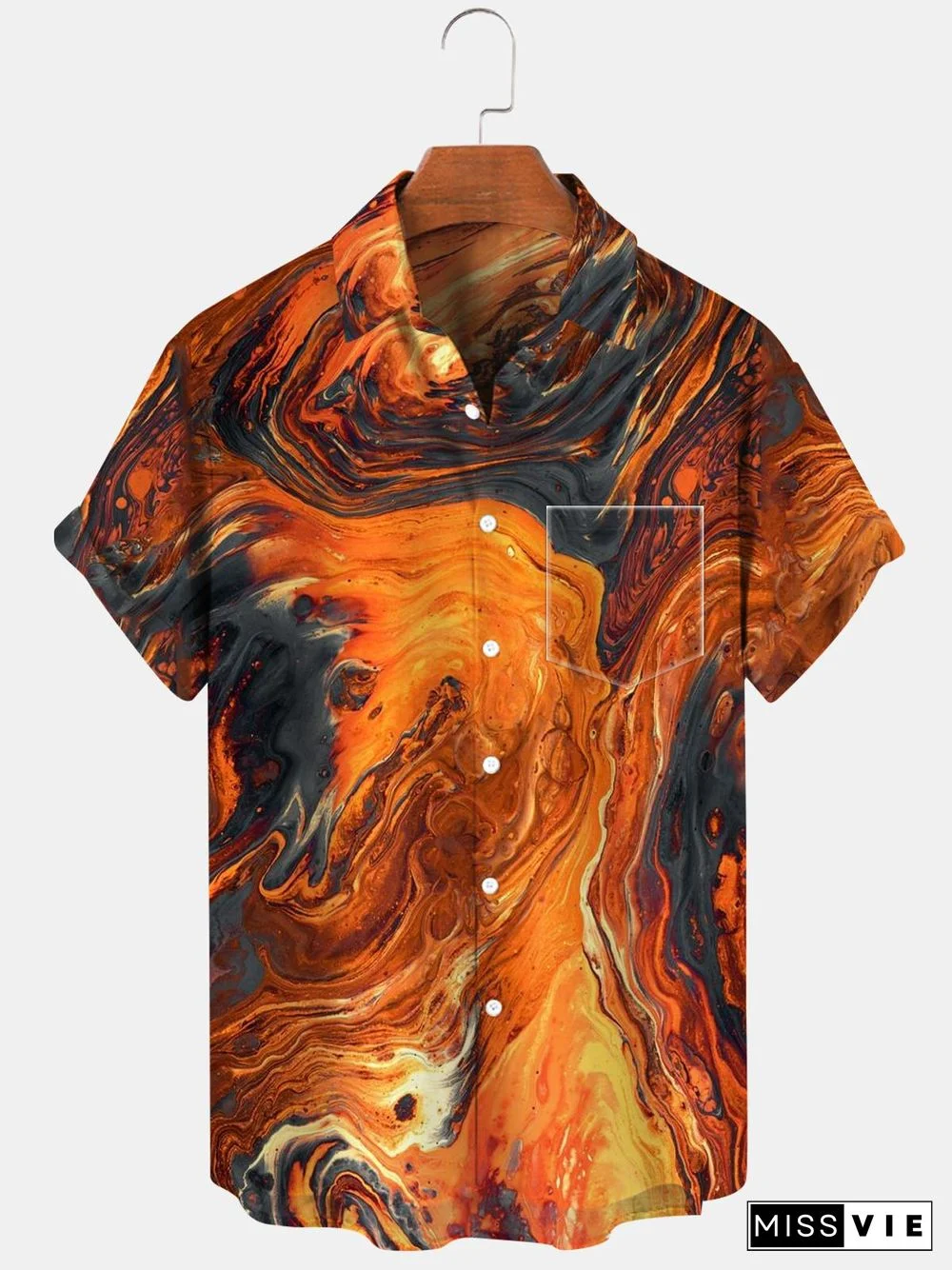 Abstract Men's Shirts With Pocket