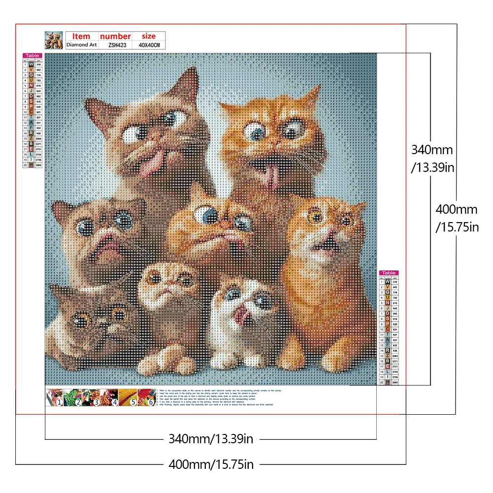 Diamond Painting - Full Round Drill - Cats(Canvas|40*40cm)