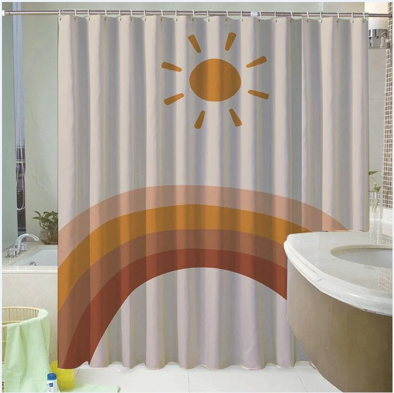 Morandi Simple Strokes Shower Curtain 100% Polyester Simple Korean Style Shower Curtain Bathroom Set Waterproof Shower Curtain
