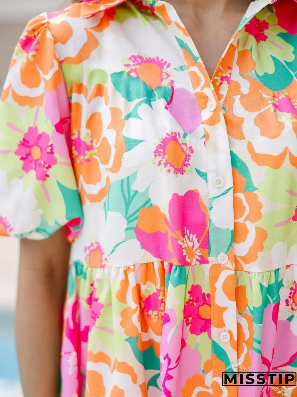 Charming Floral Print Dress