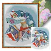 >SALE<Full Embroidery Cotton Thread 14CT Printed Snow on the Roof Cross Stitch 39x46cm