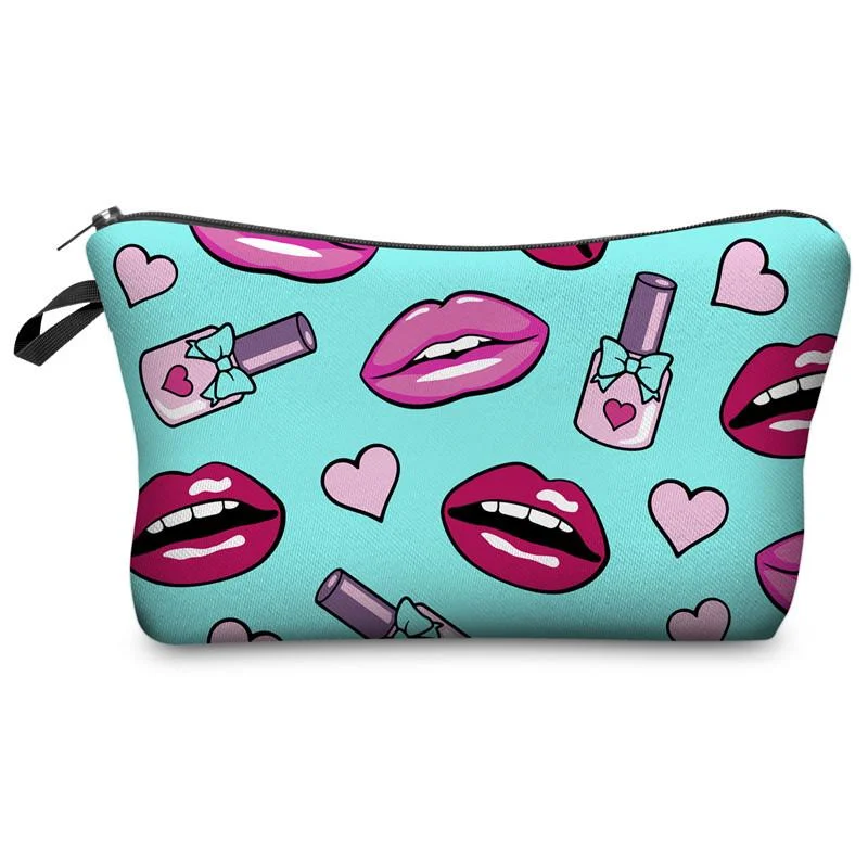 3D Digital Printed Sexy Lips Cosmetic Bag