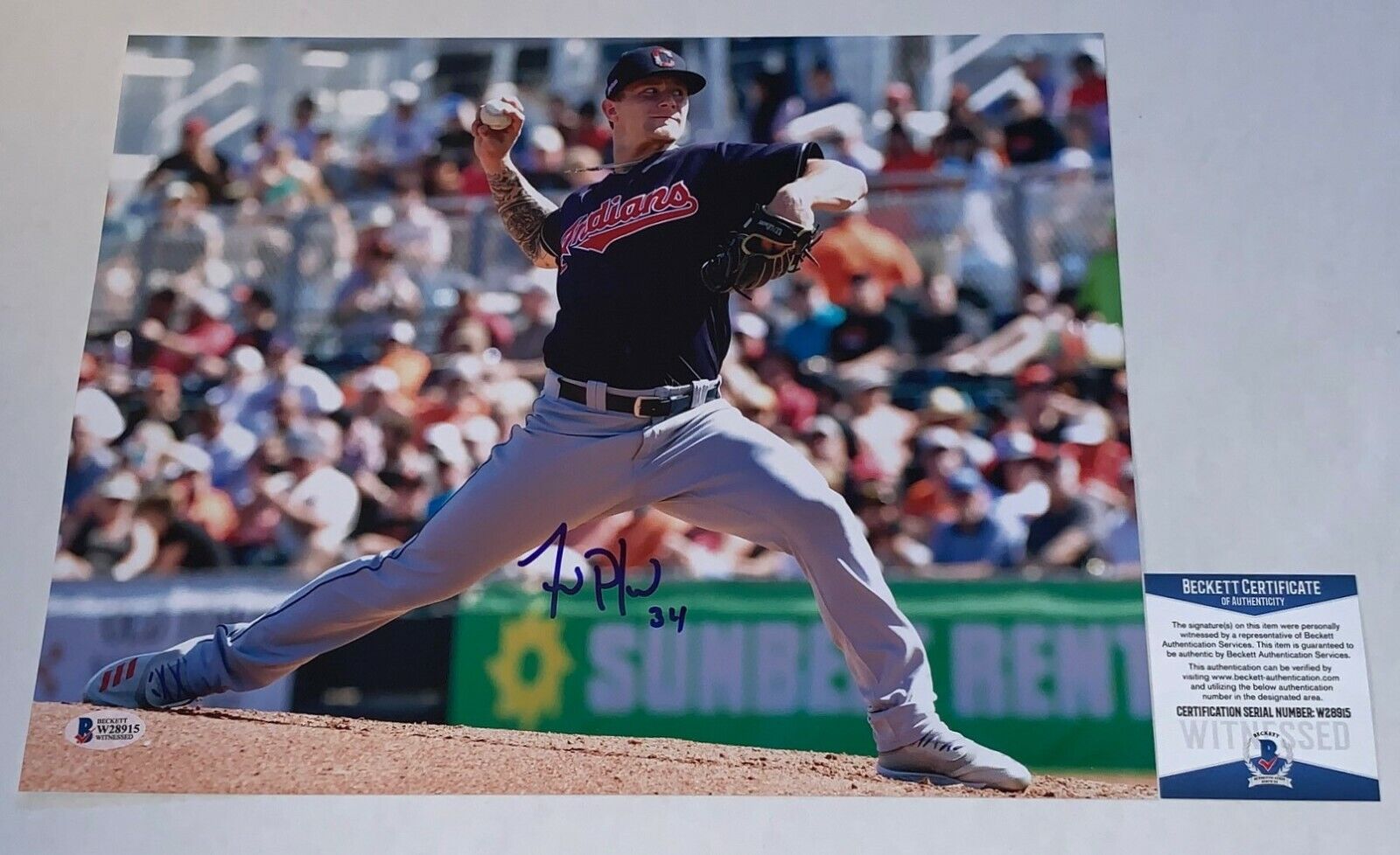 Zach Plesac signed Cleveland Indians 11x14 Photo Poster painting #7 Beckett Witnessed