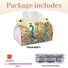 Diamond Art Painting Tissue Box Cover Wear Resist Decorative Paper Napkin Dispenser Multifunction Rhinestone PU Tissue Holder Kit for Adults Home Office Gift (Blue Peacock Floral)