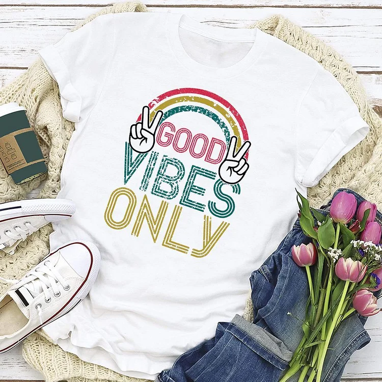 Rainbow Good Vibes Only T-shirt Tee --Annaletters