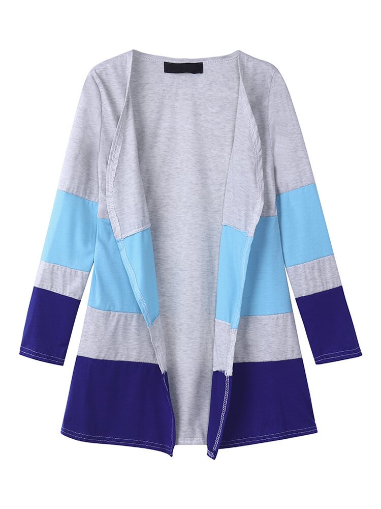 Women Casual Irregular Stripe Long Sleeve Kimonos P1080153