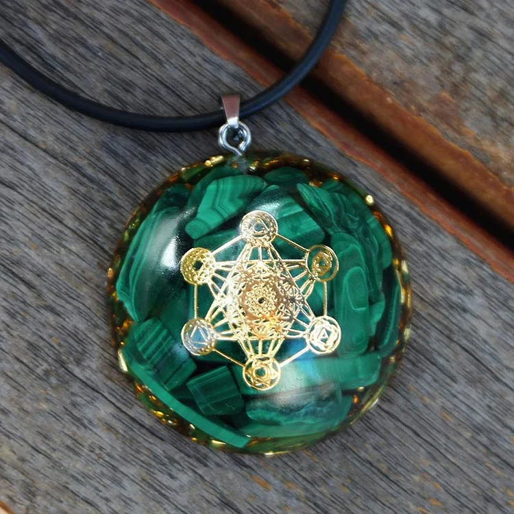 Olivenorma Malachite Metatron's Cube Reki Necklace