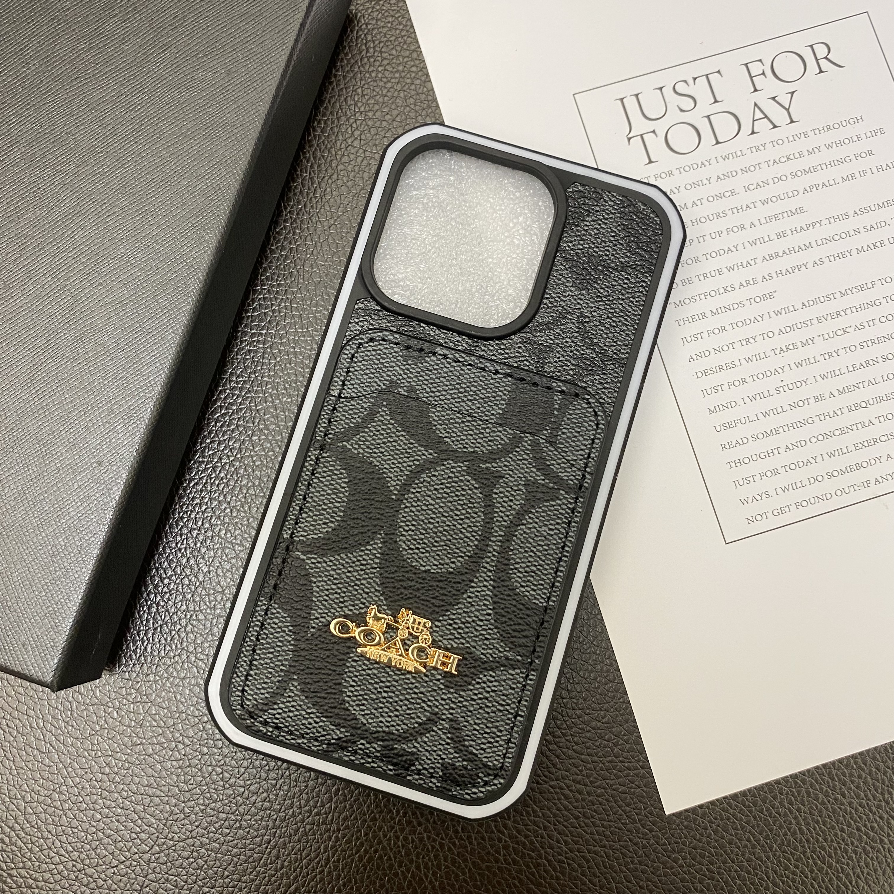Luxury Coach Back Card Slot Leather Apple iPhone Case