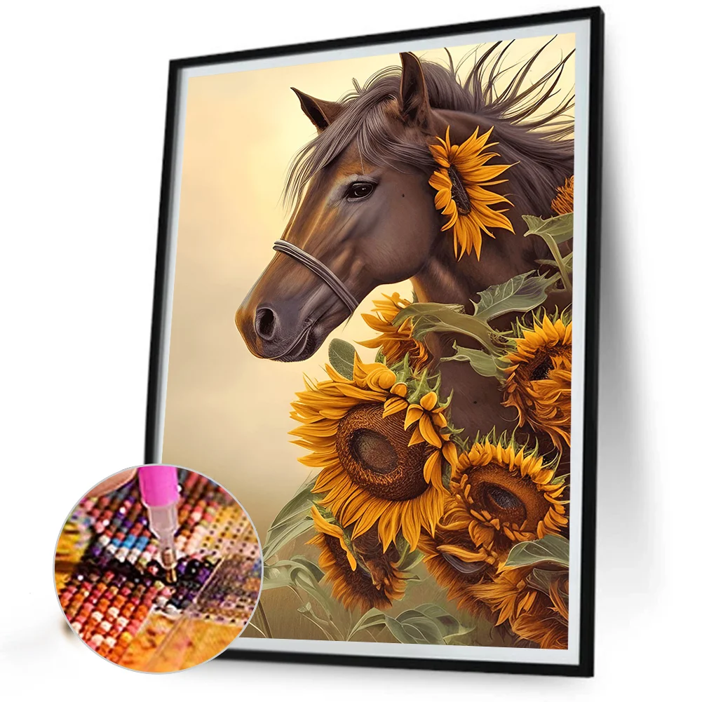 Diamond Art - Sunflower Horse, Diamond Art Sunflower 