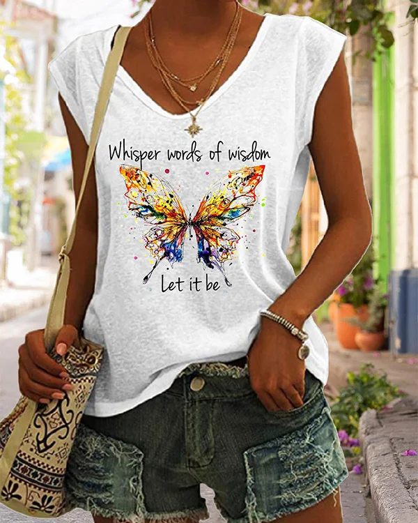 🔥kukelife🔥Whisper Words Of Wisdom Let It Be Butterfly Women's Tank