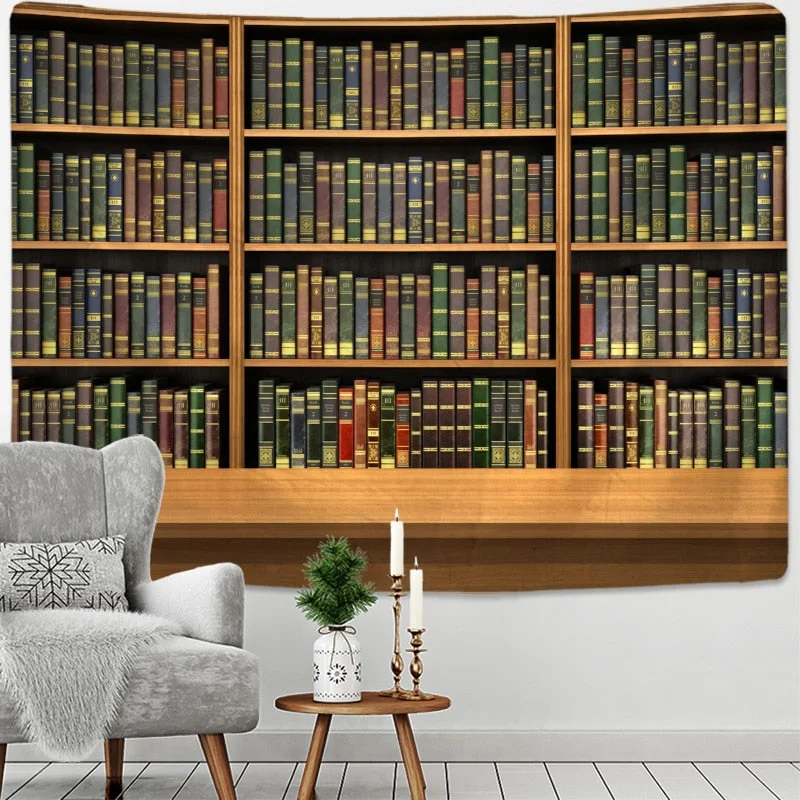 Tapestry retro Magic bookcase tapestry Mysterious library tapestries wall hanging art throw tapestries bedroom living room home
