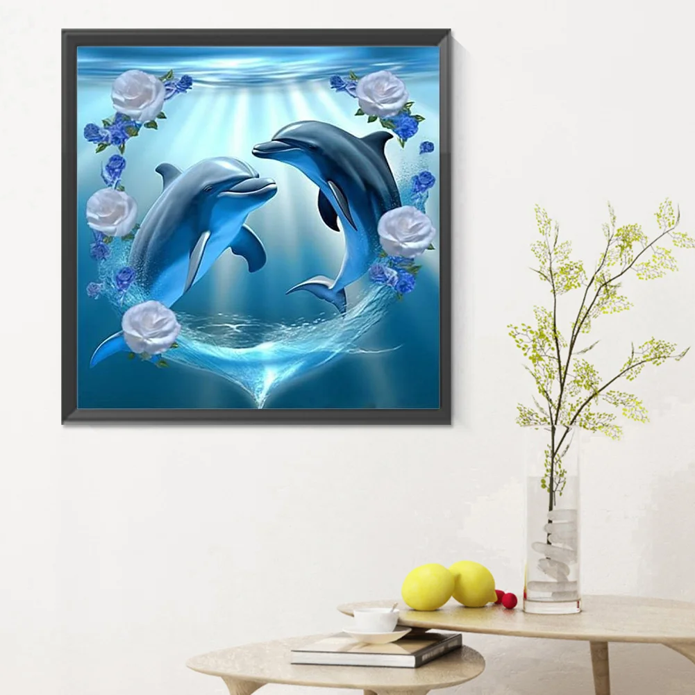 Diamond Painting - Full Round Drill - Dolphin(Canvas|30*30cm)