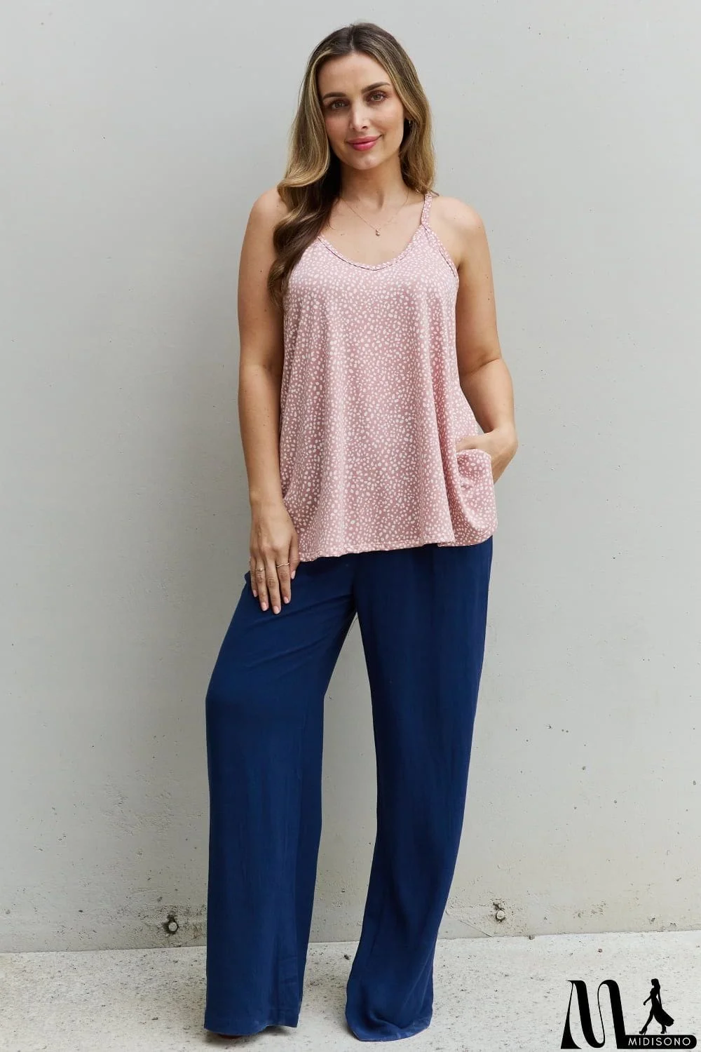 MidiSono - HOPELY High Love Spaghetting Strap V-Neck Top