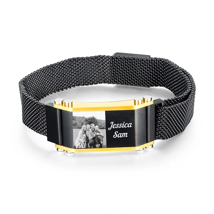 Personalized Photo Bracelet Custom Magnetic Chain Men's Bracelet Bangle Gifts For Him
