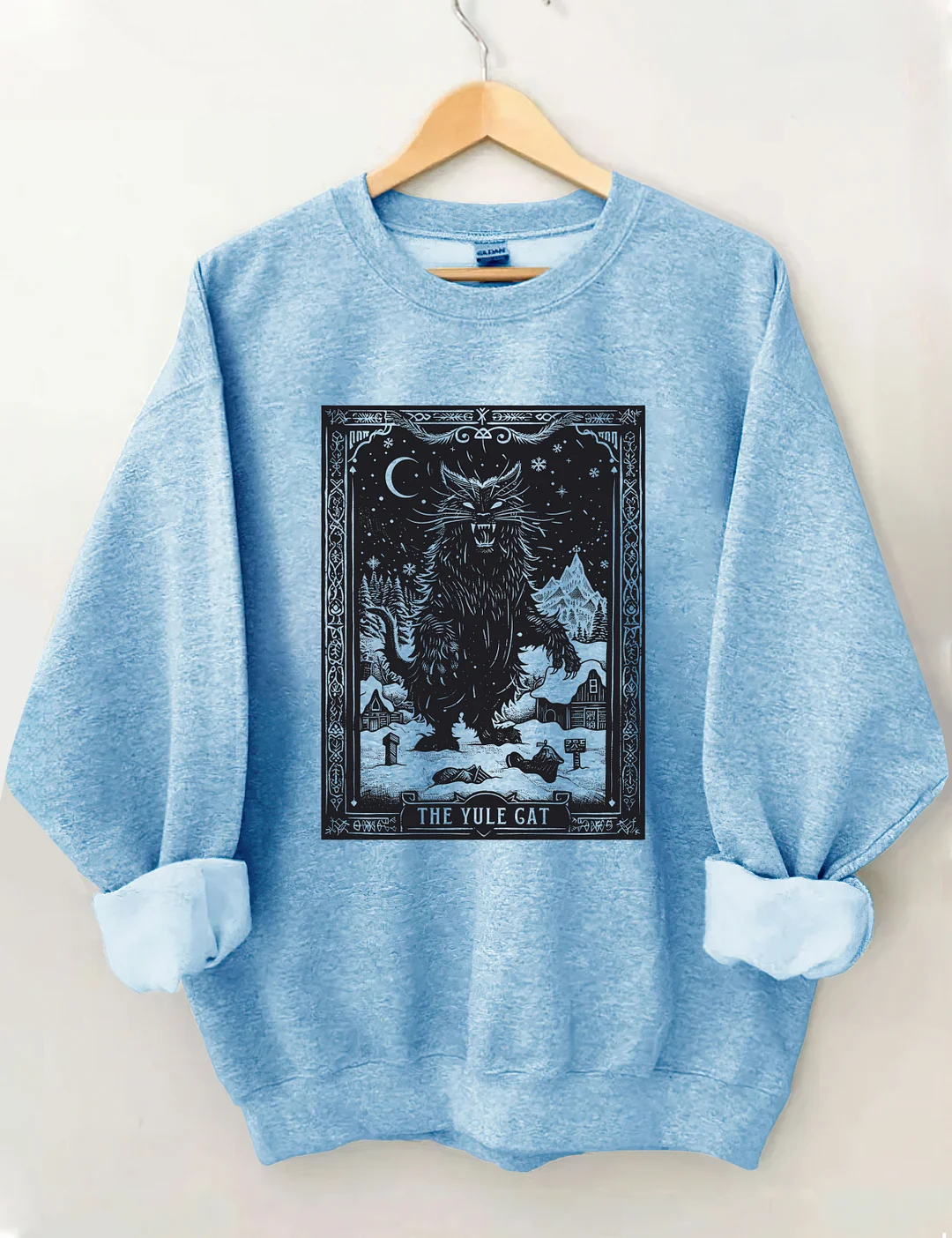 The Yule Cat Tarot Card Goth Christmas Sweatshirt