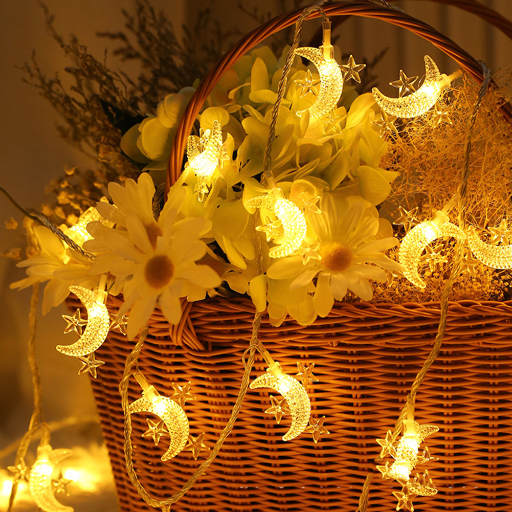 

1.5M 10 LED Moon Star Eid Mubarak Holiday Fairy String Lights, 501 Original