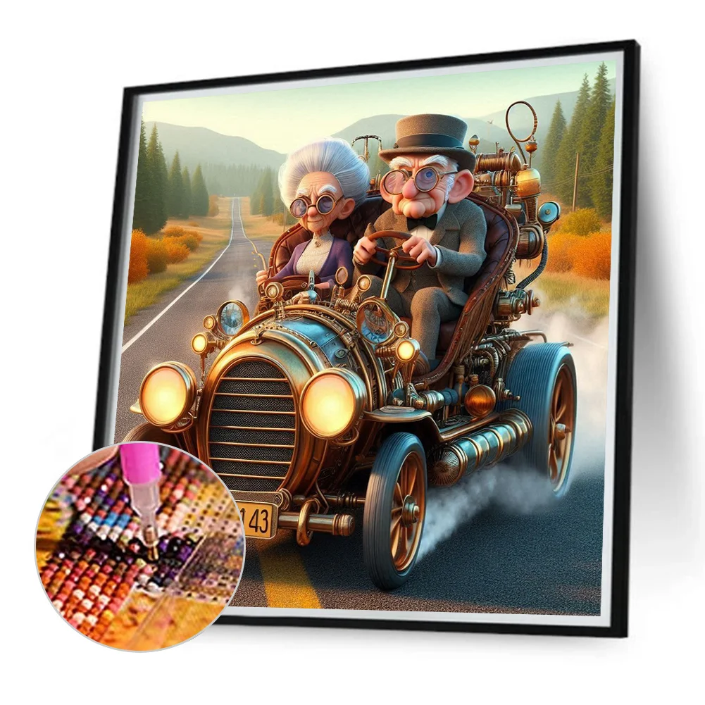 Diamond Painting - Full Round Drill - Grandpa Grandma On A Trip(Canvas|40*40cm)