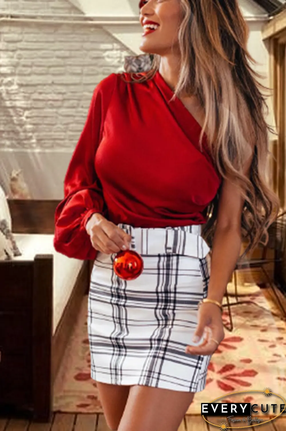 Christmas Semi Shoulder Long Sleeve T-Shirt