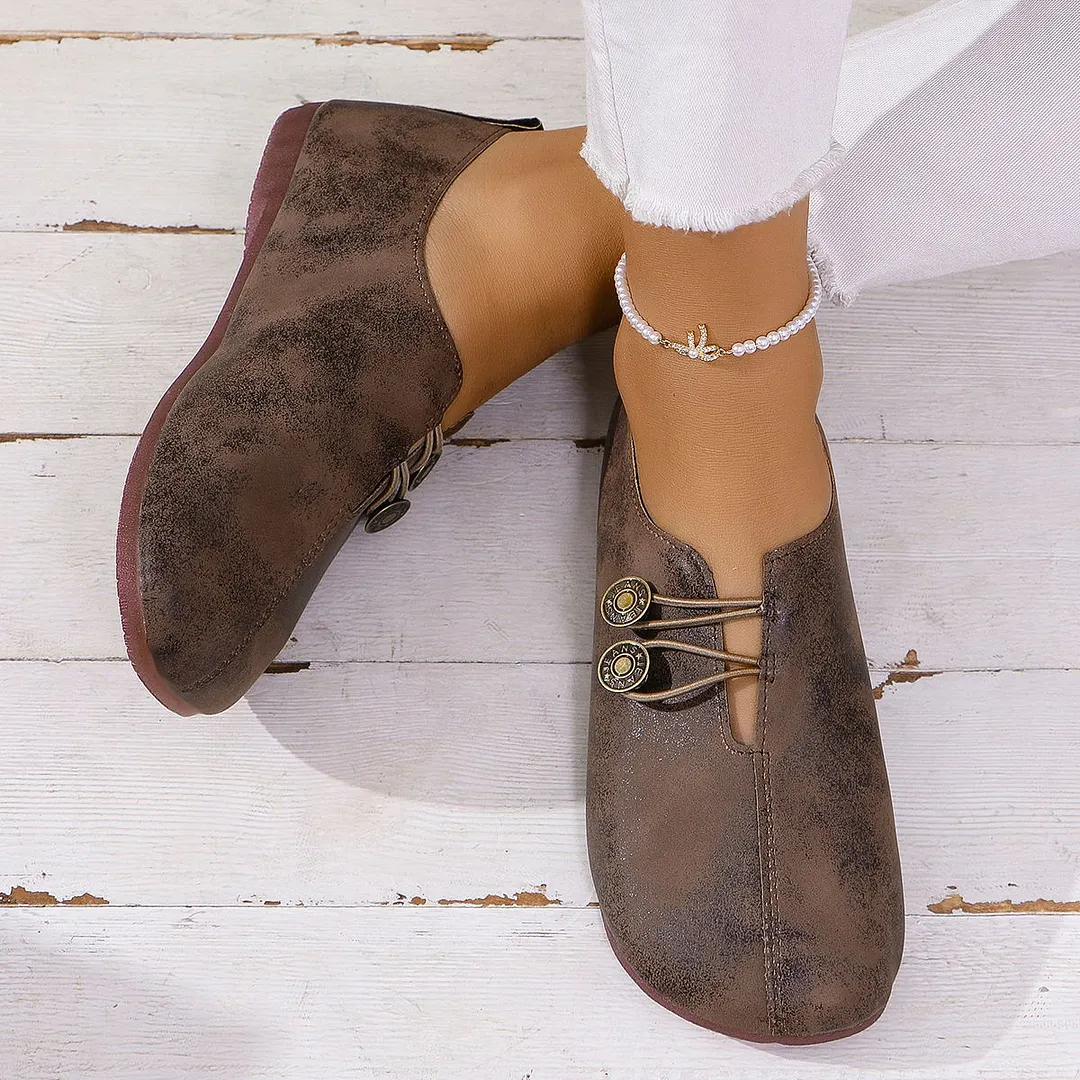 Breakj Breakj Summer And Autumn New Soft Leather Flat Soles Women's Round Head Shallow One-Foot Pedal Large Size Women's Shoes