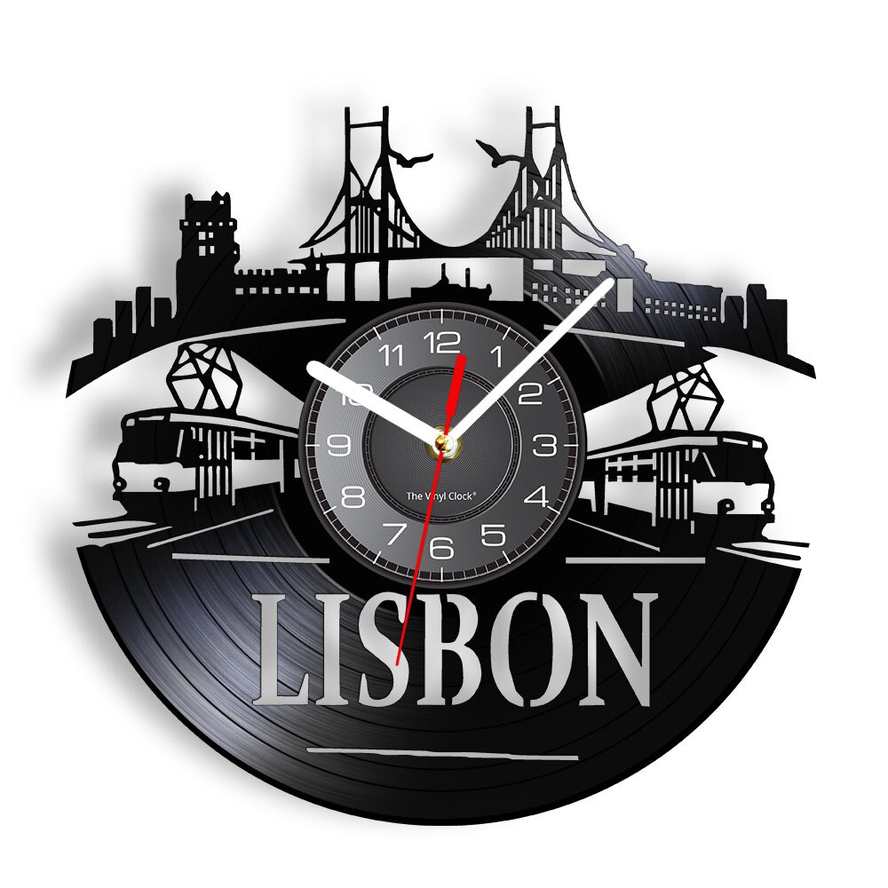 

Lisbon Cityscape - Vinyl Record Wall Clock - Without LED, 501 Original