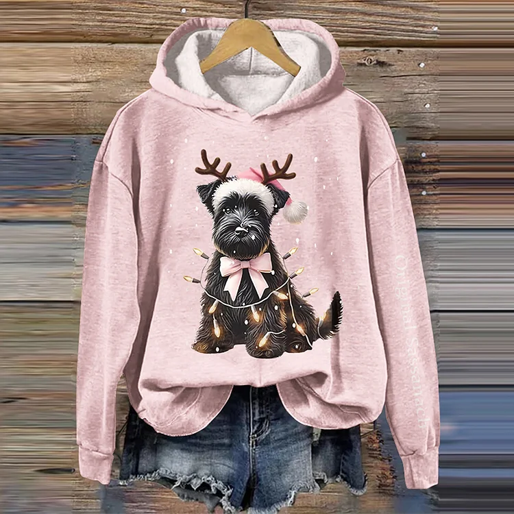 Christmas Dog Print Casual Hoodie
