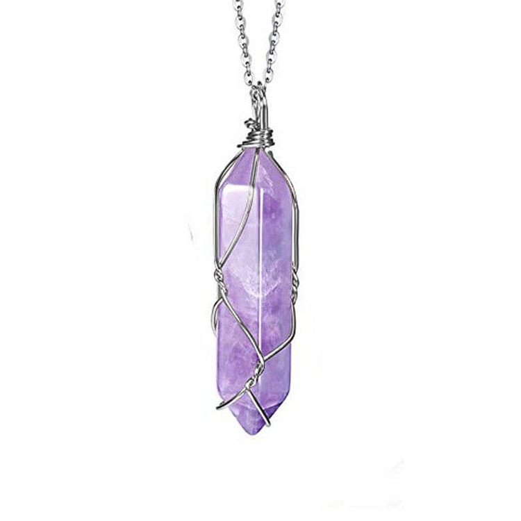 Natural Crystal Hexagonal Prism Necklace-Silver