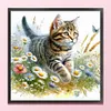 Cat-Partial 11CT Stamped Cross Stitch Bead Embroidery 36*36cm/14.17*14.17in tapestrymarket