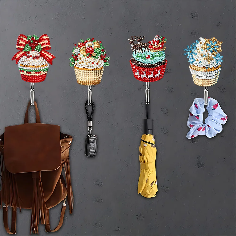 6Pcs DIY Christmas Cake Diamond Painting Hooks Christmas Diamond Art Wall Hooks